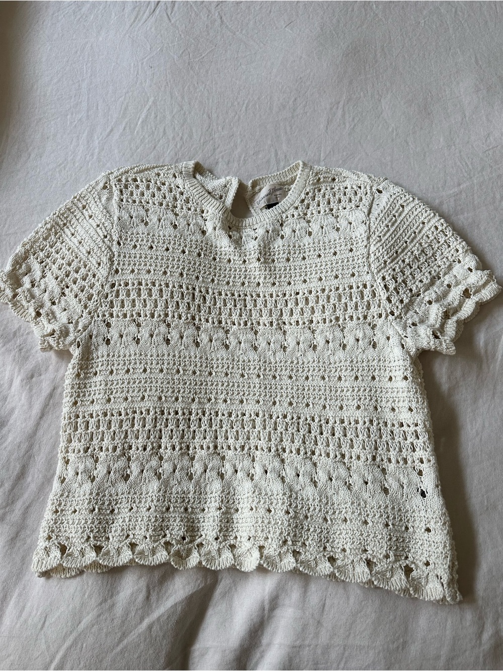 Universal Thread Cream Crochet Knit Short Sleeve Top
